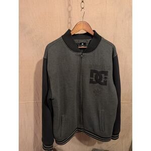 DC Shoes Jacket XL Black Gray Zip Varsity Skateboarding